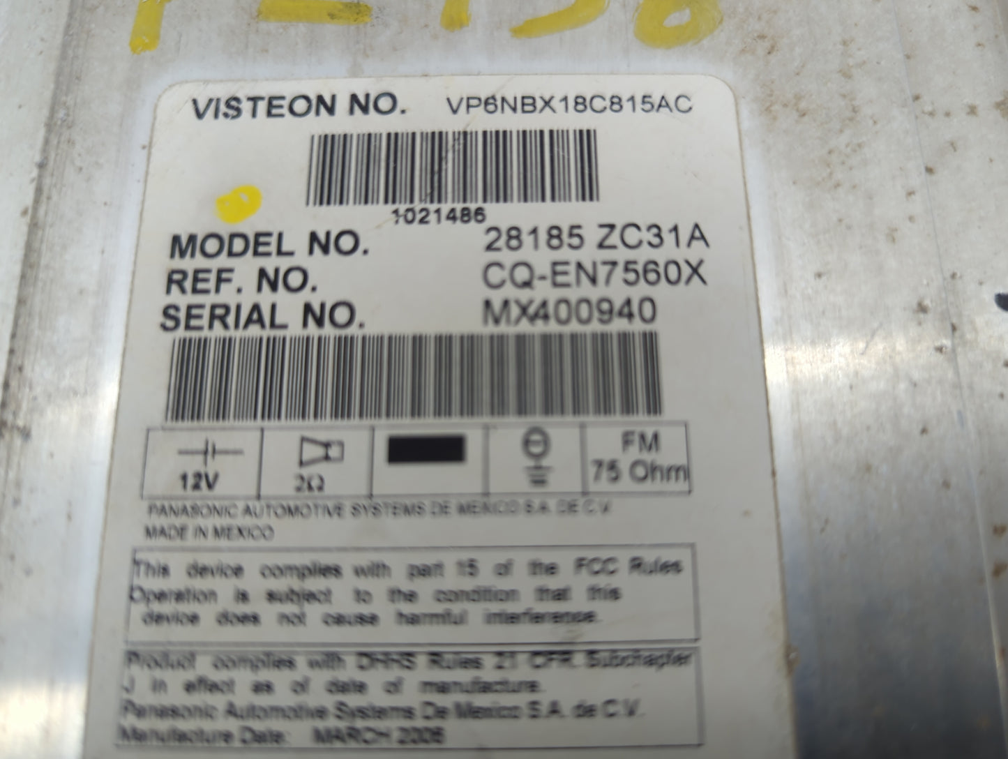 2006 Nissan Armada Radio AM FM Cd Player Receiver Replacement P/N:VP6NBX18C815AC 28185ZC31A, CQ-EN7560X Fits OEM Used Auto P