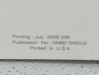 2006 Nissan Armada Owners Manual Book Guide OEM Used Auto Parts - Oemusedautoparts1.com