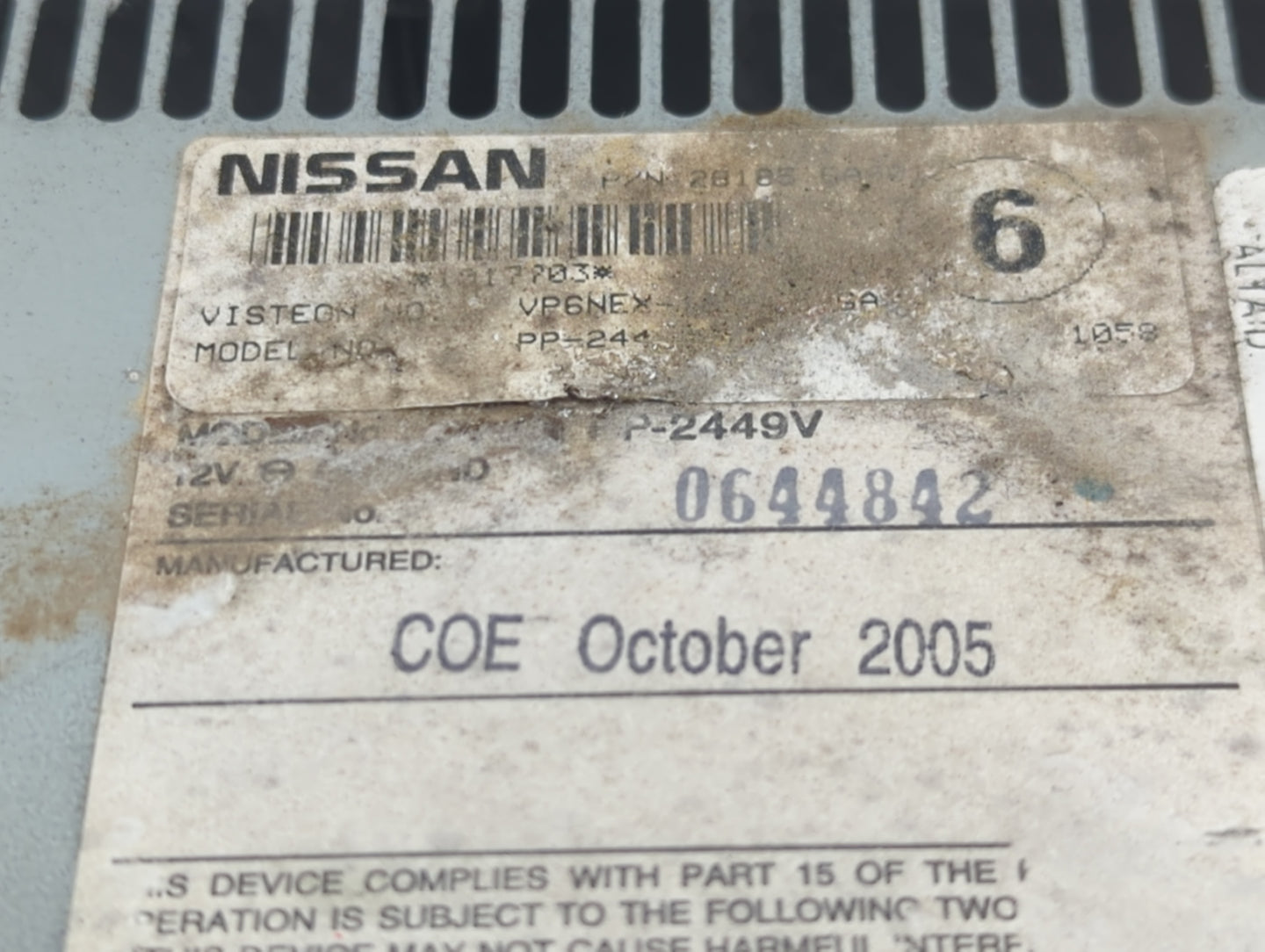 2005-2008 Nissan Frontier Radio AM FM Cd Player Receiver Replacement Fits Fits 2005 2006 2007 2008 OEM Used Auto Parts - Oem