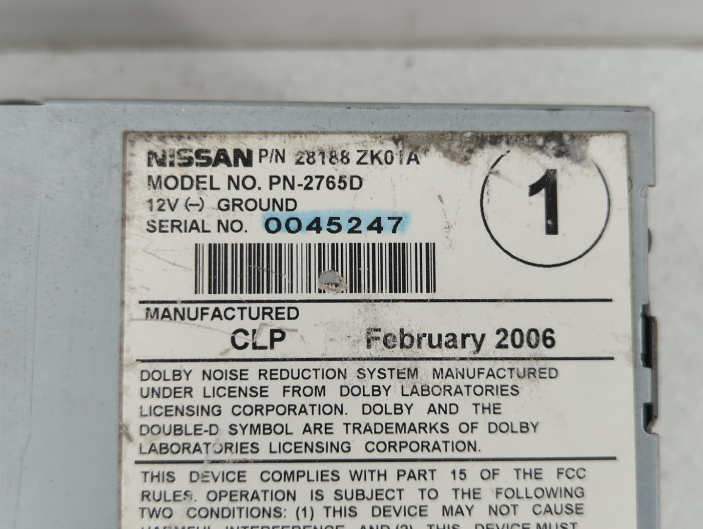 2006-2006 Nissan Maxima Am Fm Cd Player Radio Receiver - Oemusedautoparts1.com
