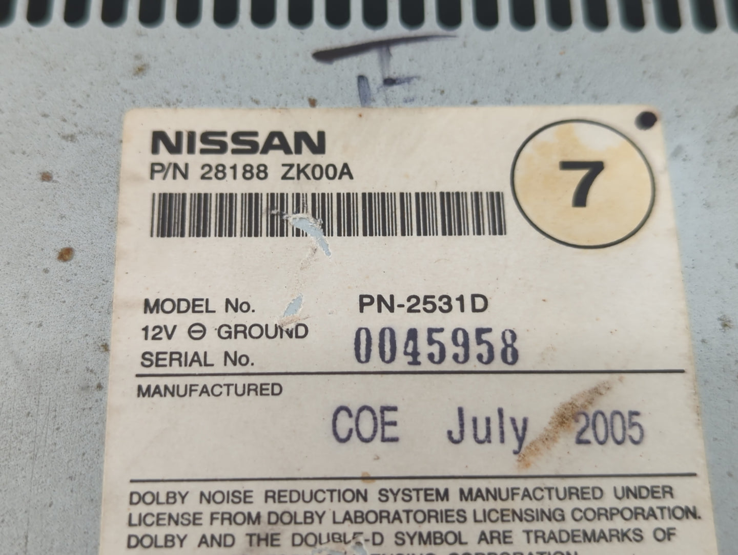 2006-2006 Nissan Maxima Am Fm Cd Player Radio Receiver - Oemusedautoparts1.com