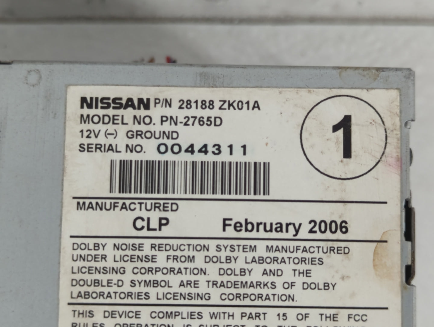 2006-2006 Nissan Maxima Am Fm Cd Player Radio Receiver - Oemusedautoparts1.com