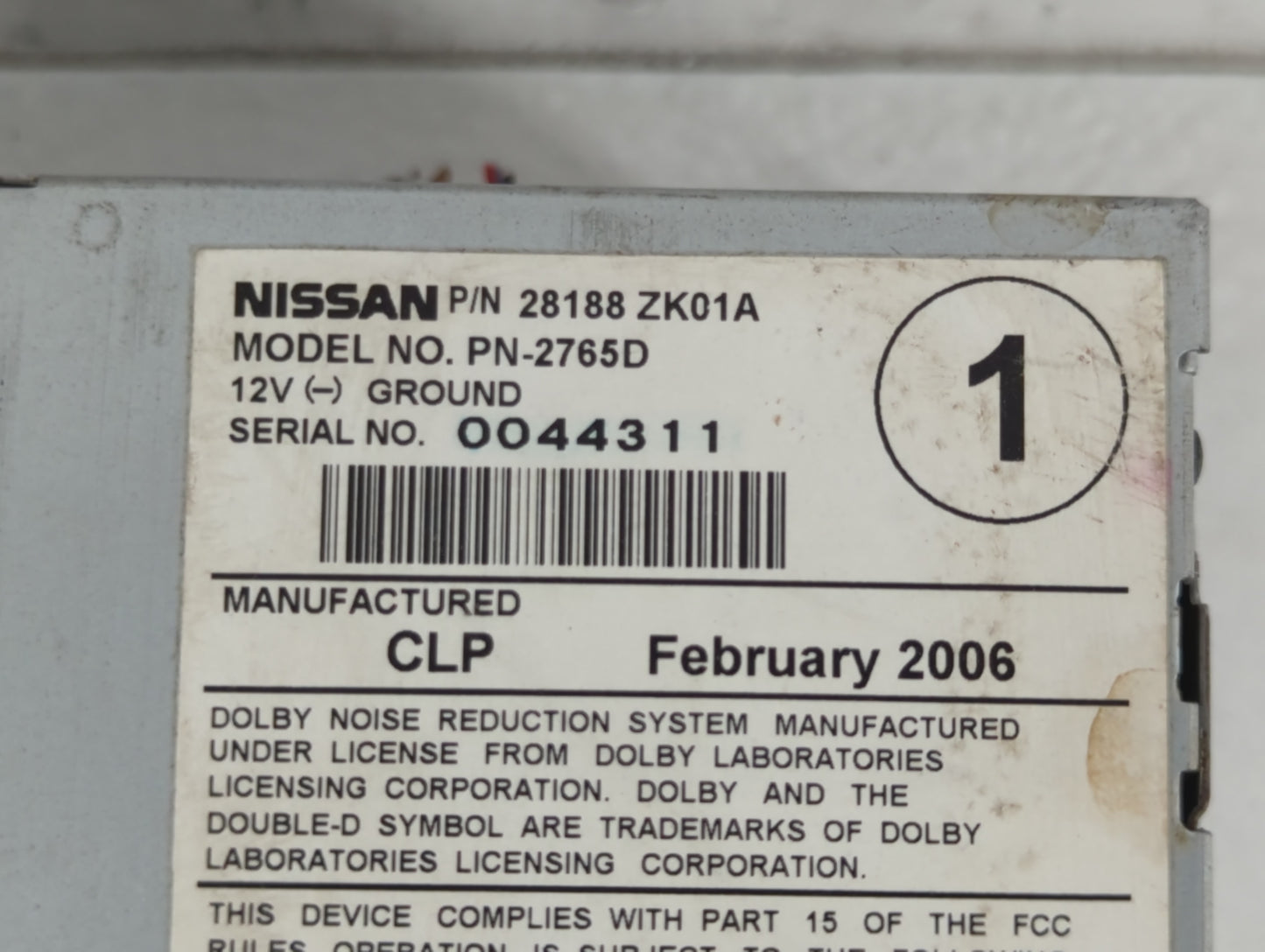 2006-2006 Nissan Maxima Am Fm Cd Player Radio Receiver - Oemusedautoparts1.com