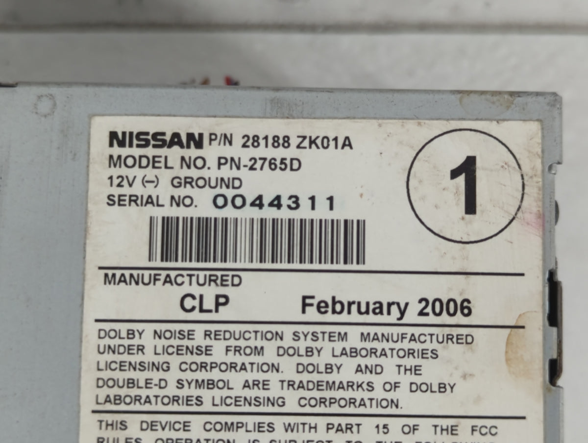 2006-2006 Nissan Maxima Am Fm Cd Player Radio Receiver 707529 - Oemusedautoparts1.com