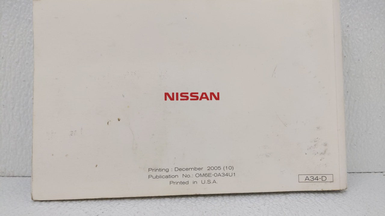 2006 Nissan Maxima Owners Manual Book Guide OEM Used Auto Parts - Oemusedautoparts1.com