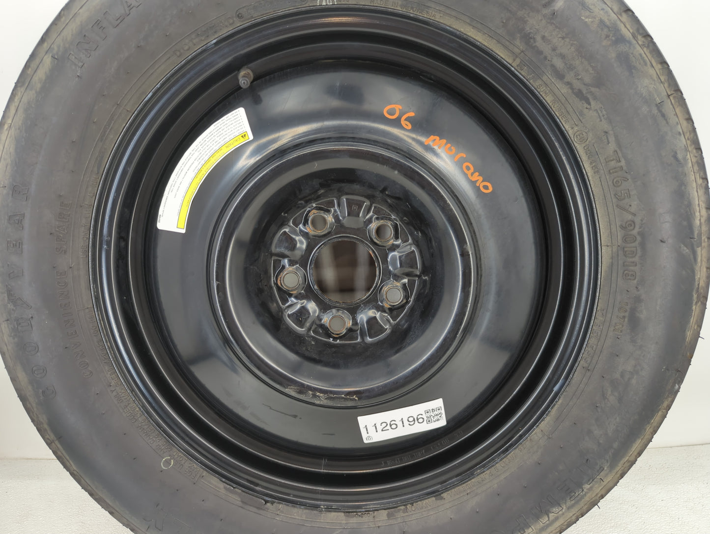 2003-2015 Nissan Murano Spare Donut Tire Wheel Rim Oem - Oemusedautoparts1.com