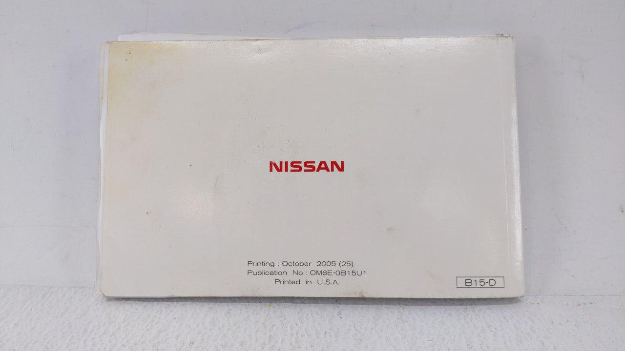2006 Nissan Sentra Owners Manual Book Guide OEM Used Auto Parts - Oemusedautoparts1.com