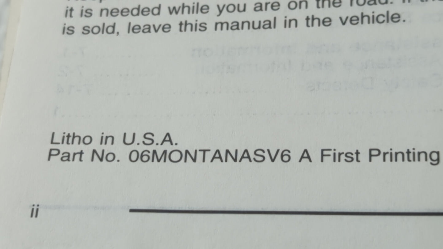 2006 Pontiac Montana Owners Manual Book Guide OEM Used Auto Parts - Oemusedautoparts1.com