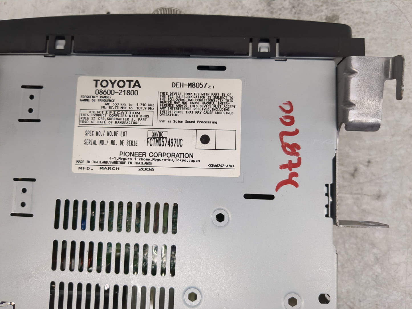 2006 Scion Xa Radio AM FM Cd Player Receiver Replacement P/N:08600-21800 Fits Fits 2007 OEM Used Auto Parts - Oemusedautopar