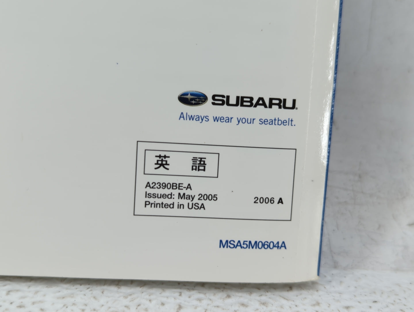 2006 Subaru Legacy Owners Manual Book Guide OEM Used Auto Parts - Oemusedautoparts1.com