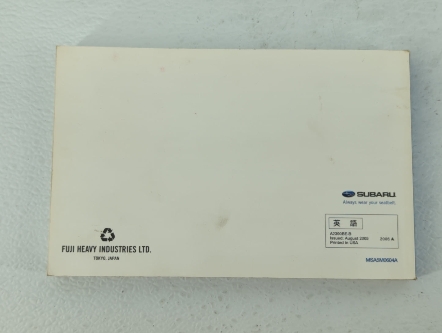 2006 Subaru Legacy Owners Manual Book Guide OEM Used Auto Parts - Oemusedautoparts1.com