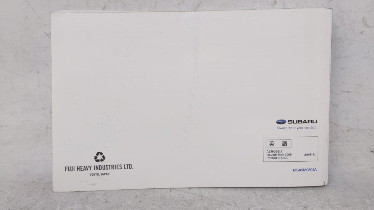 2006 Subaru Legacy Owners Manual Book Guide OEM Used Auto Parts - Oemusedautoparts1.com