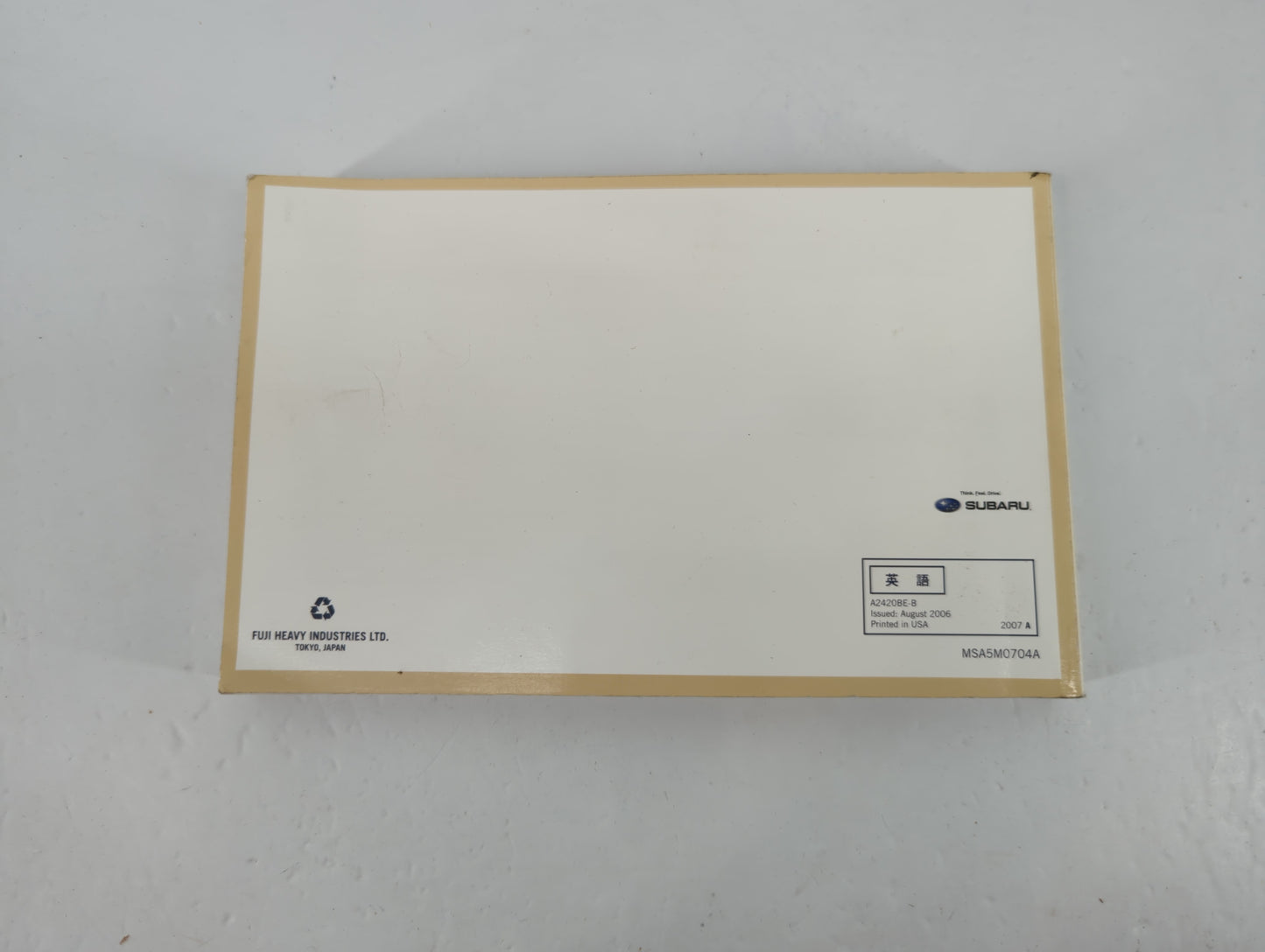 2006 Subaru Legacy Owners Manual Book Guide P/N:A2420BE-B OEM Used Auto Parts - Oemusedautoparts1.com