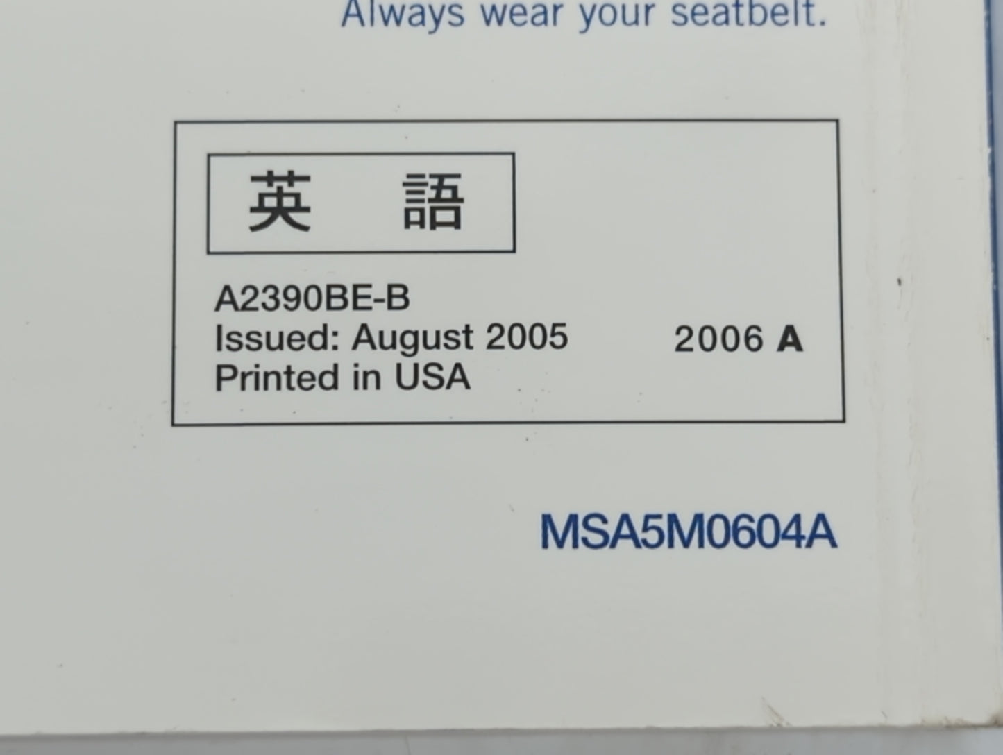 2006 Subaru Legacy Owners Manual Book Guide P/N:MSA5M0604A A2390BE-B OEM Used Auto Parts - Oemusedautoparts1.com