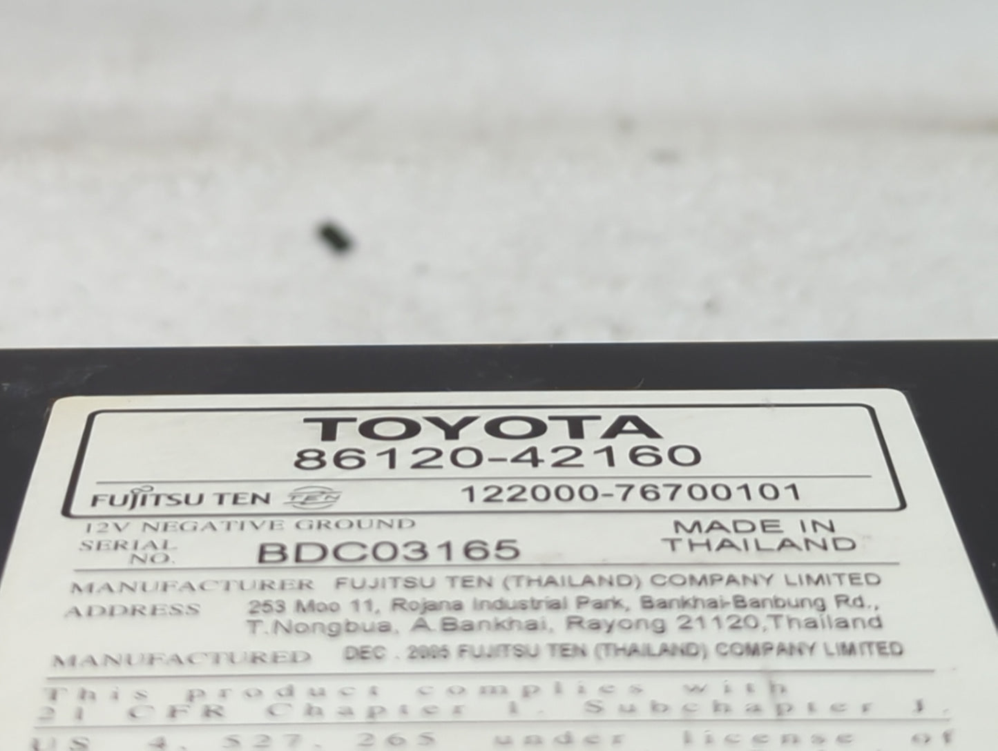2006-2008 Toyota Rav4 Radio AM FM Cd Player Receiver Replacement P/N:86120-42160 Fits Fits 2006 2007 2008 OEM Used Auto Part