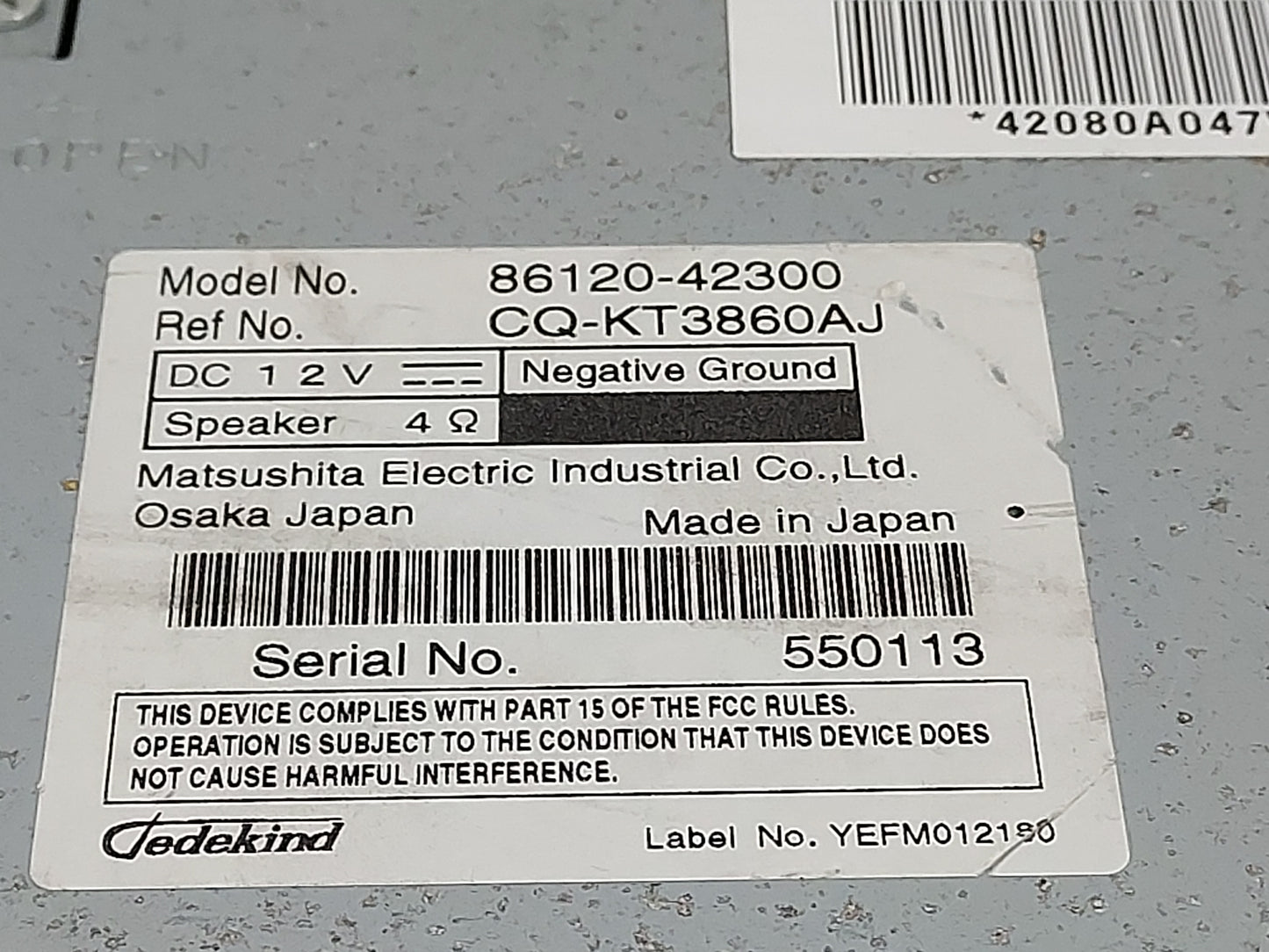 2009-2011 Toyota Rav4 Radio AM FM Cd Player Receiver Replacement P/N:86120-42300 CQ-KT3860AJ Fits Fits 2009 2010 2011 OEM Us