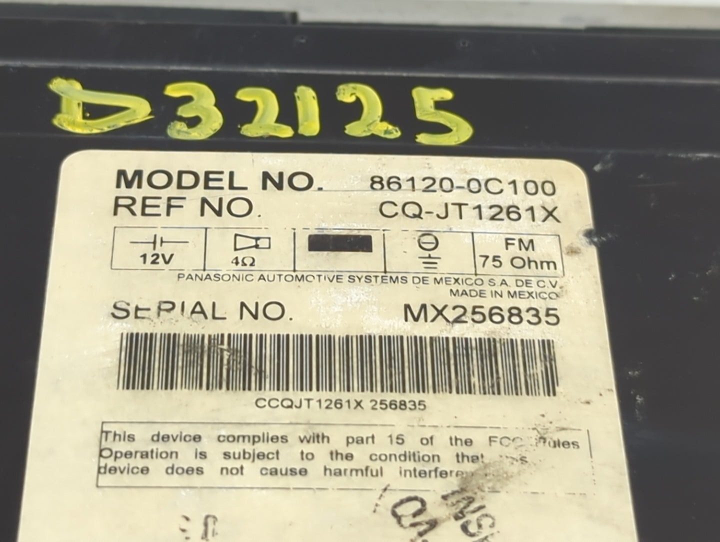 2003-2006 Toyota Tundra Radio AM FM Cd Player Receiver Replacement P/N:88120-0C100 Fits Fits 2003 2004 2005 2006 OEM Used Au