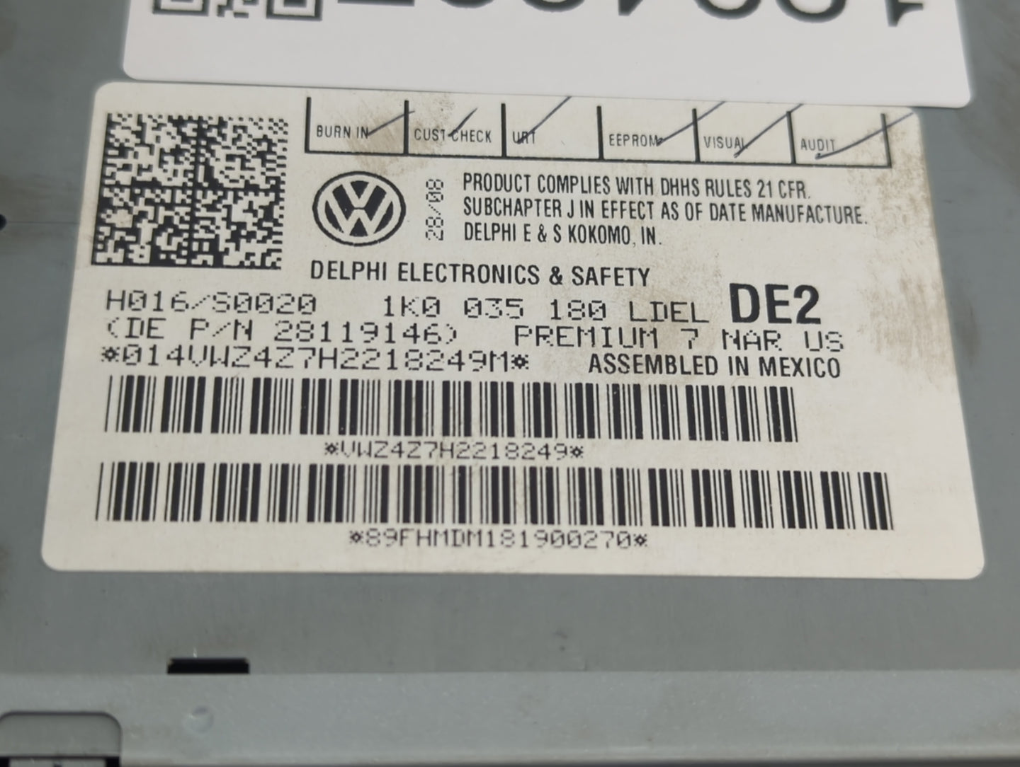 2006-2009 Volkswagen Jetta Radio AM FM Cd Player Receiver Replacement P/N:28119146 1K0 035 180L Fits Fits 2006 2007 2008 200