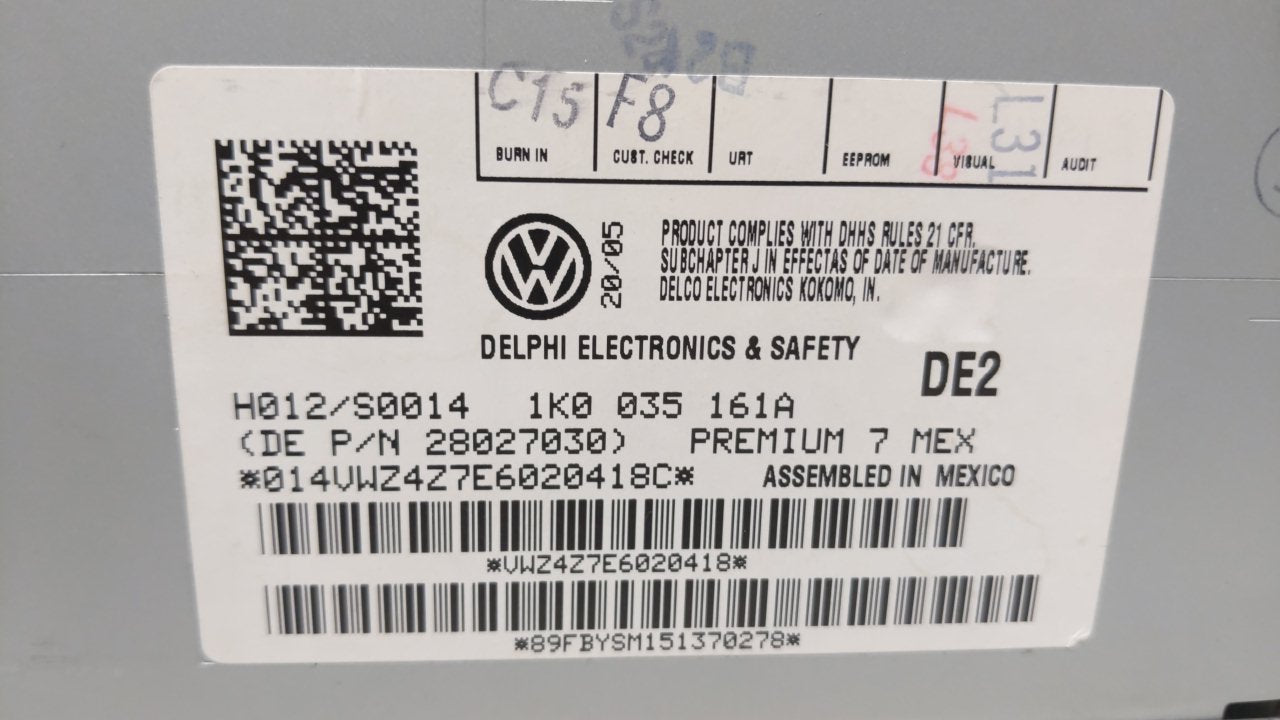 2005-2009 Volkswagen Jetta Am Fm Cd Player Radio Receiver - Oemusedautoparts1.com