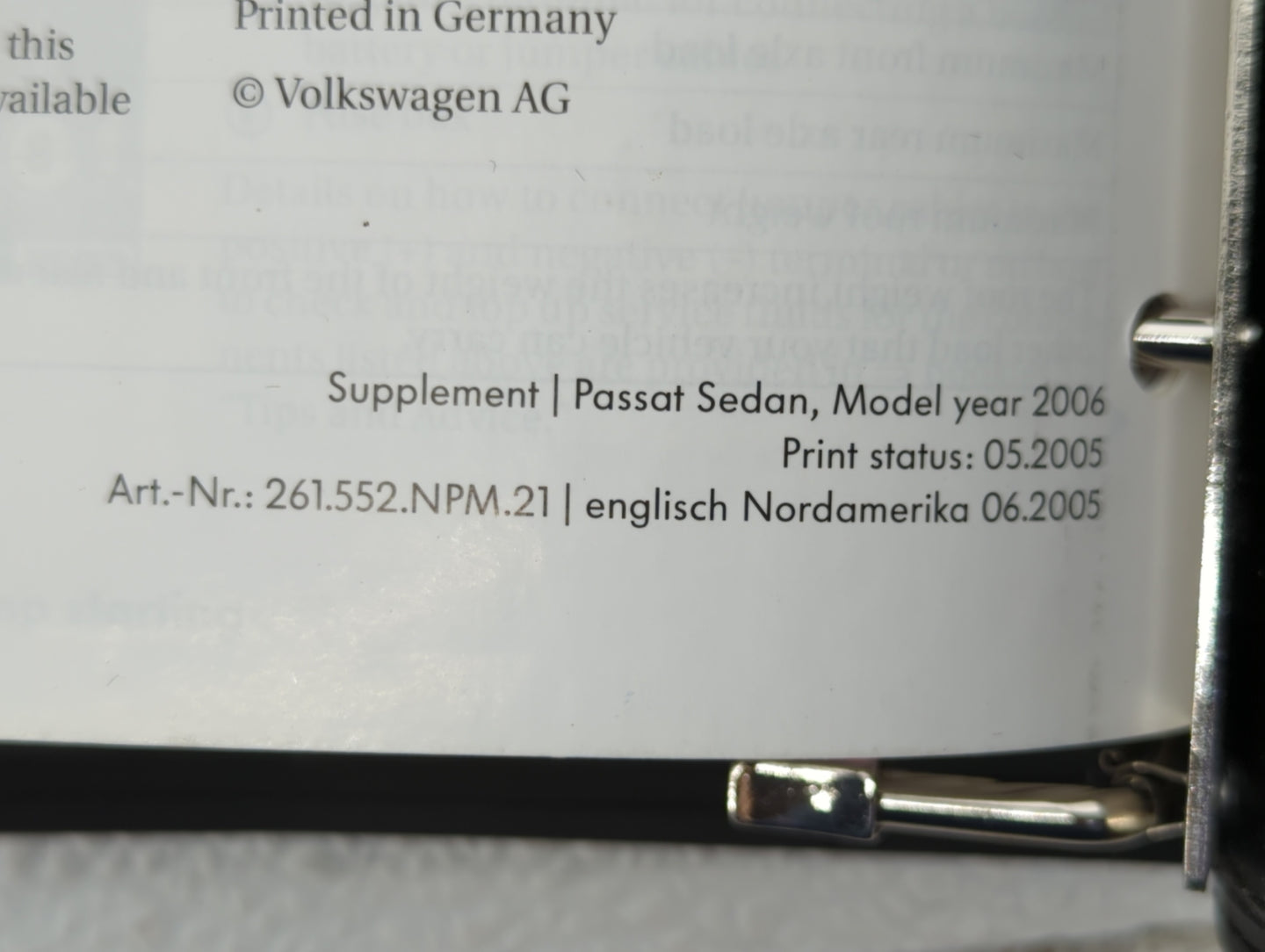 2006 Volkswagen Passat Owners Manual Book Guide OEM Used Auto Parts - Oemusedautoparts1.com