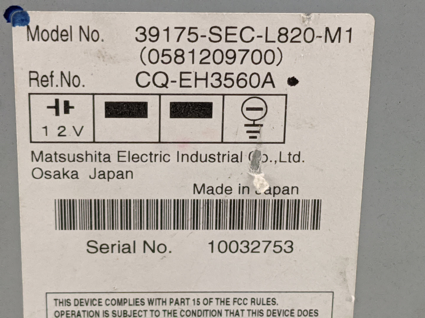 2007 Acura Tsx Radio Cd Changer 39175-sec-l820-m1|0581209700|cq-eh3560a - Oemusedautoparts1.com