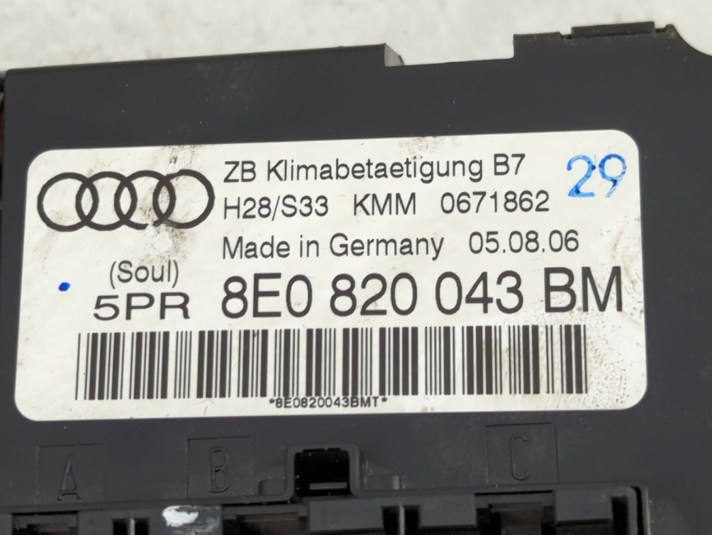 2005-2009 Audi A4 Climate Control Module Temperature AC/Heater Replacement P/N:8E0 820 043 BM Fits Fits 2005 2006 2007 2008 