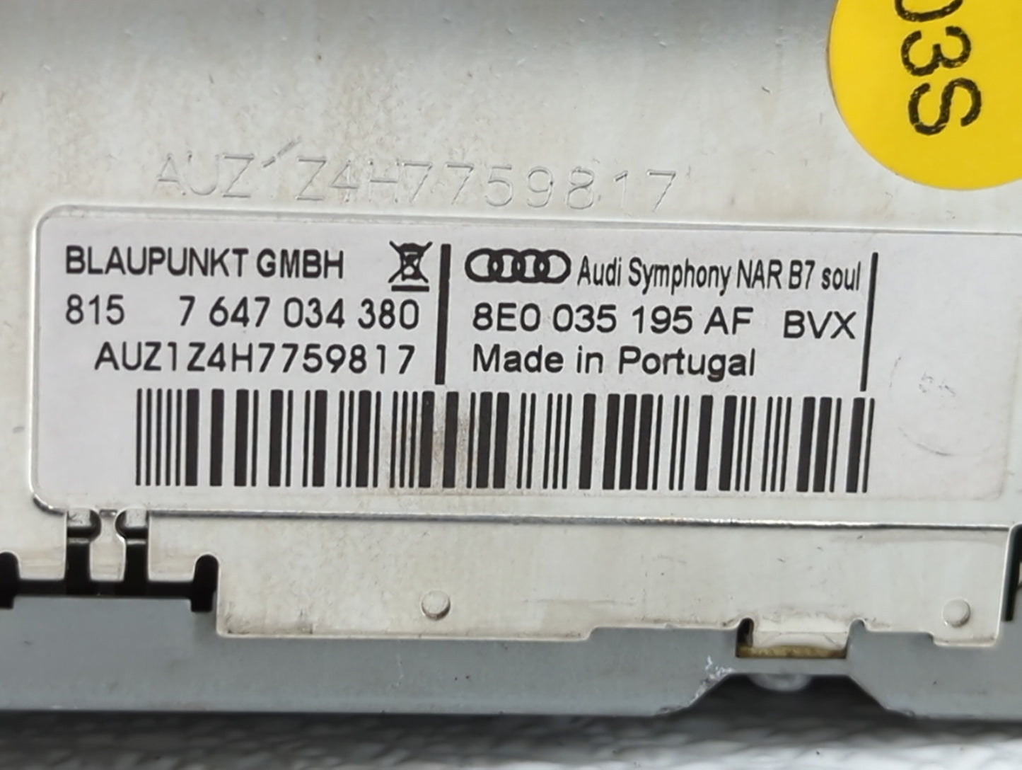 2007 Audi A4 Quattro Radio AM FM Cd Player Receiver Replacement P/N:8E0 035 192 J 8E0 035 195 AF, 7 646 019 380 Fits OEM Use