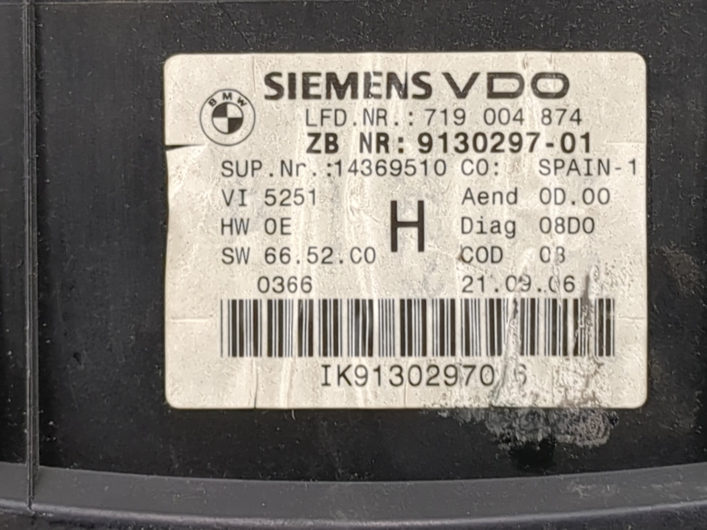 2007-2012 Bmw 328i Instrument Cluster Speedometer Gauges P/N:9130297-01 A2C53212319 Miles:128K Fits OEM Used Auto Parts - Oe