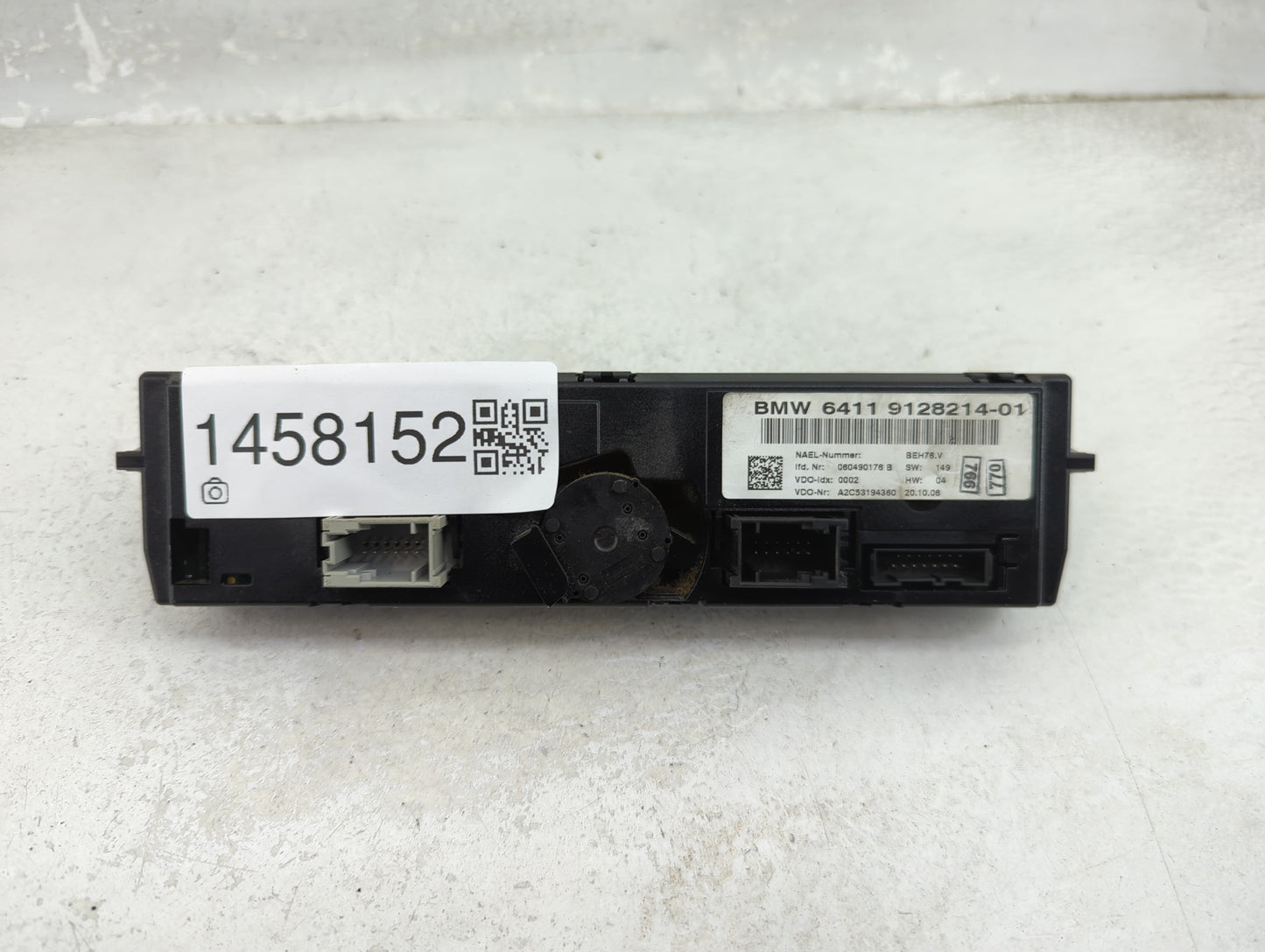 2007-2009 Bmw 328i Climate Control Module Temperature AC/Heater Replacement P/N:9128214-01 Fits Fits 2007 2008 2009 OEM Used