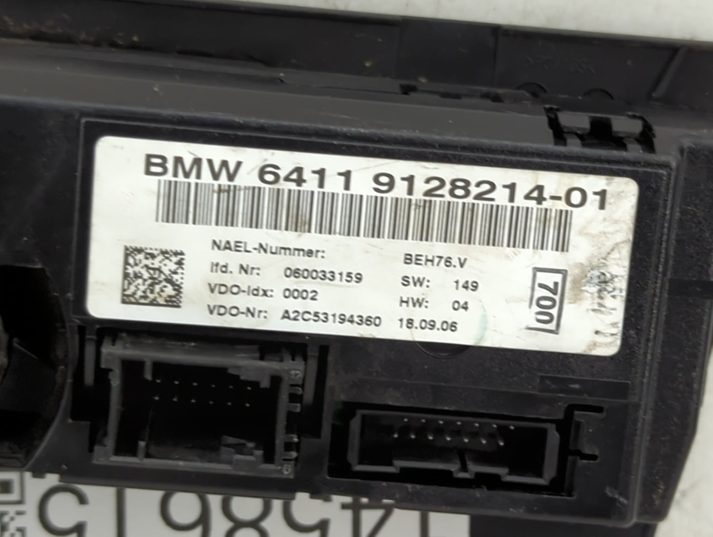 2007-2009 Bmw 328i Climate Control Module Temperature AC/Heater Replacement P/N:9128214-01 Fits Fits 2007 2008 2009 OEM Used