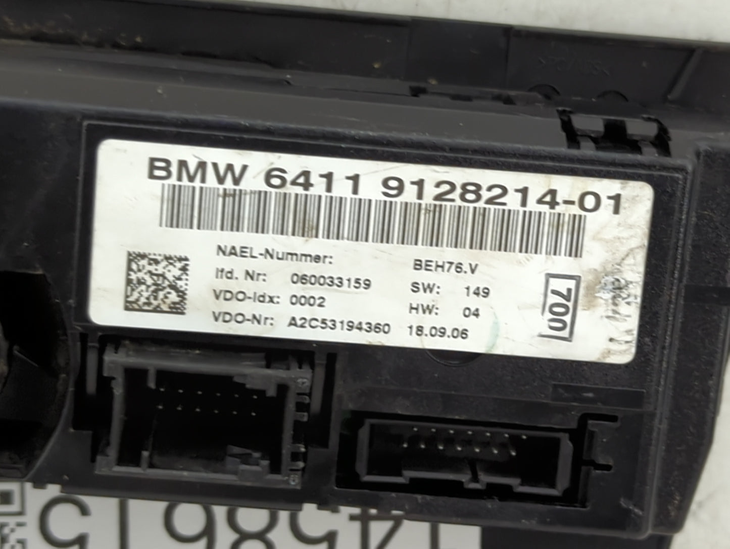 2007-2009 Bmw 328i Climate Control Module Temperature AC/Heater Replacement P/N:9128214-01 Fits Fits 2007 2008 2009 OEM Used