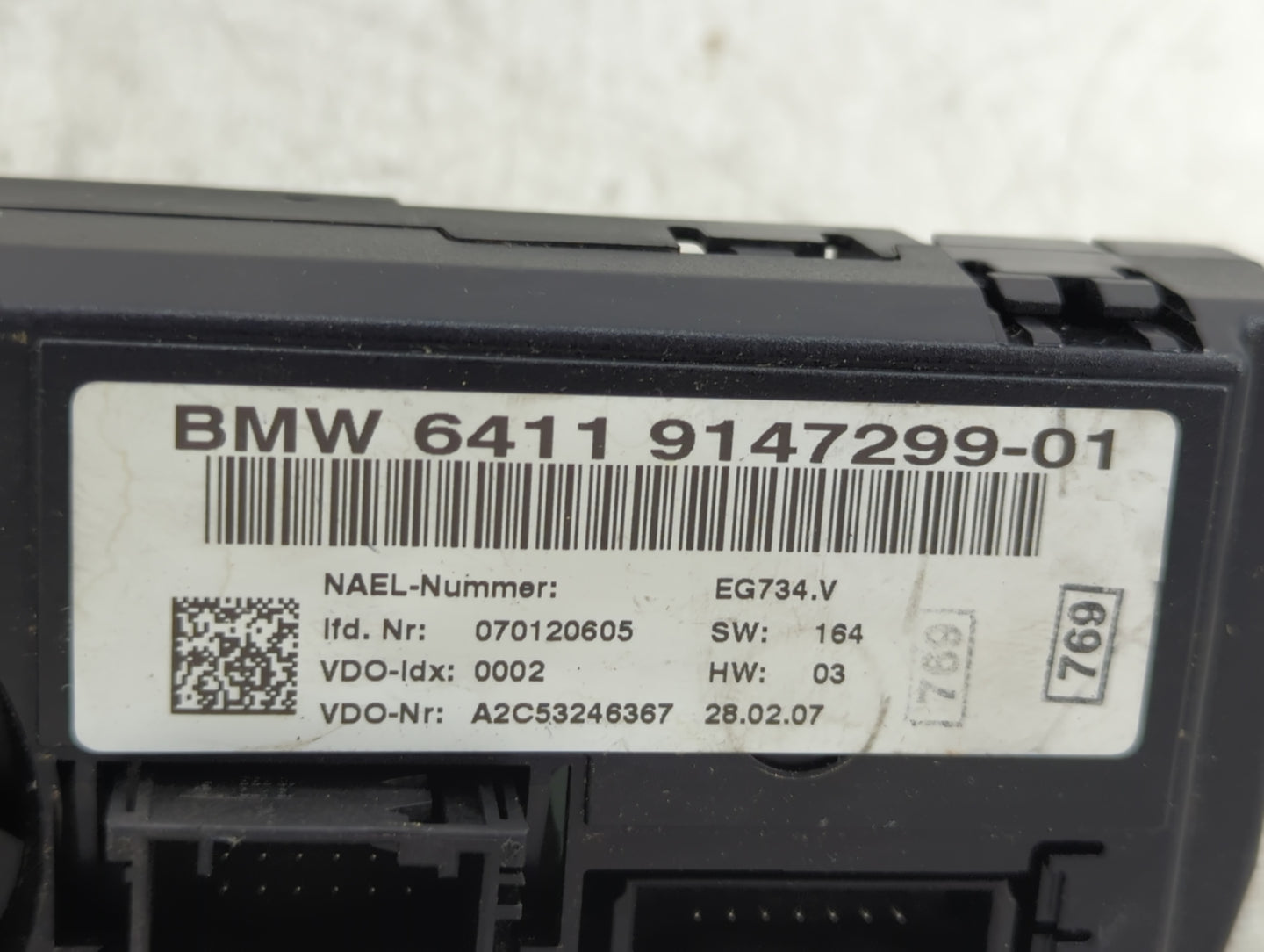 2007-2009 Bmw 328i Climate Control Module Temperature AC/Heater Replacement P/N:9147299-01 Fits Fits 2007 2008 2009 OEM Used