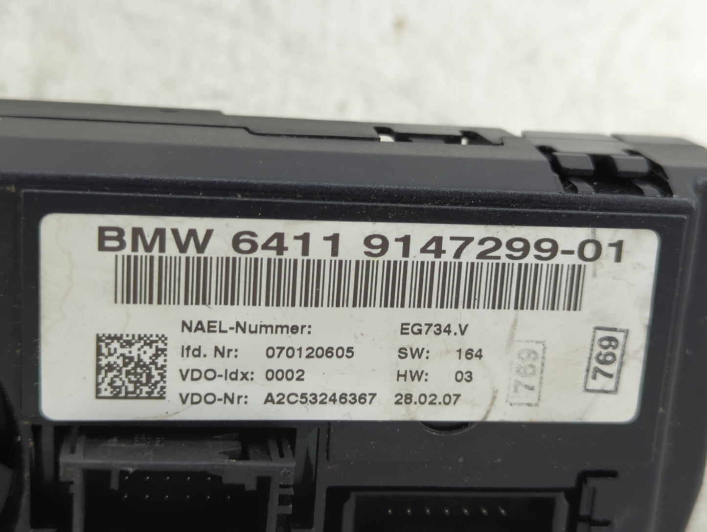 2007-2009 Bmw 328i Climate Control Module Temperature AC/Heater Replacement P/N:9147299-01 Fits Fits 2007 2008 2009 OEM Used