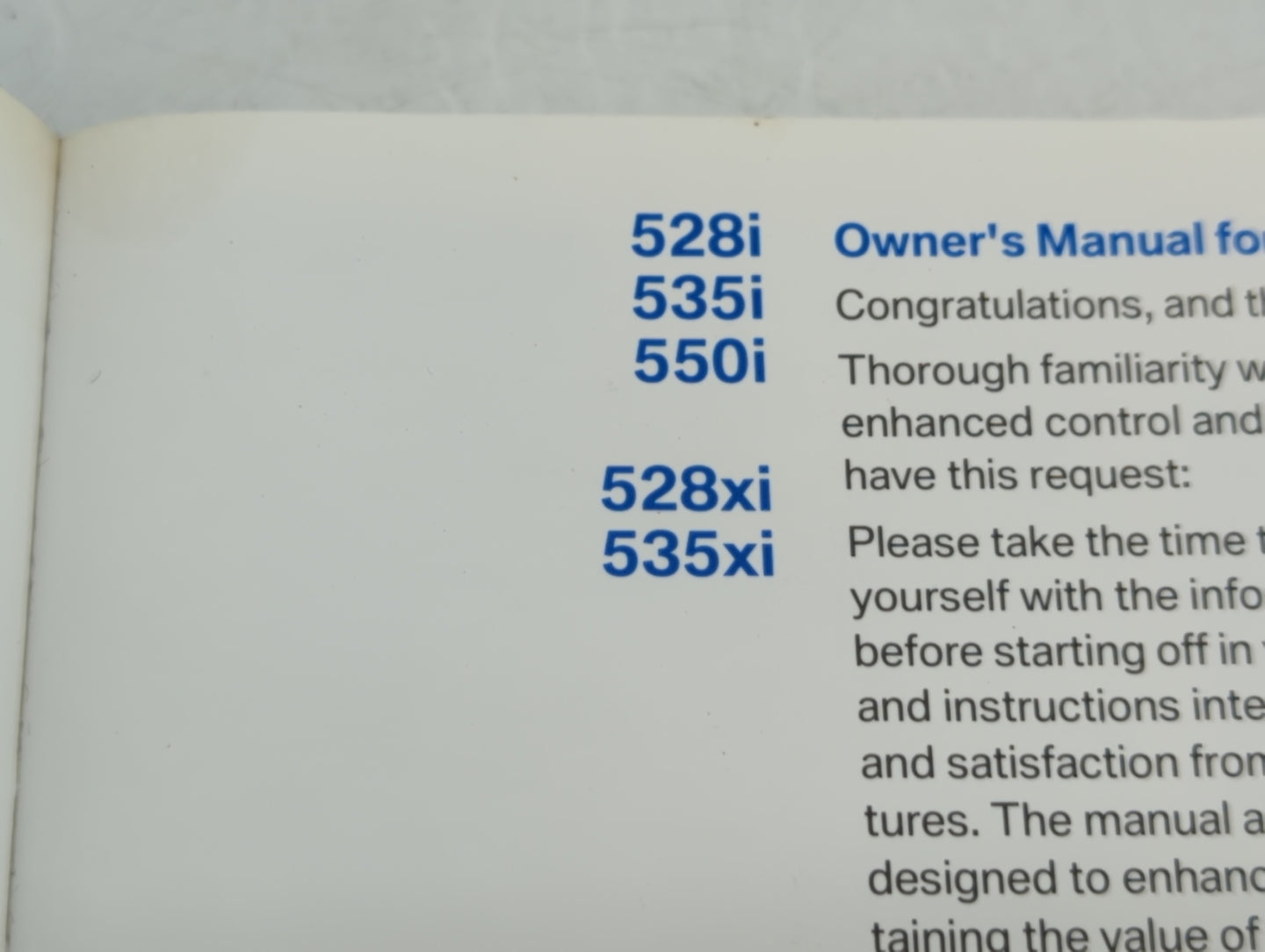 2007 Bmw 528i Owners Manual Book Guide P/N:01 41 0 014 240 OEM Used Auto Parts - Oemusedautoparts1.com