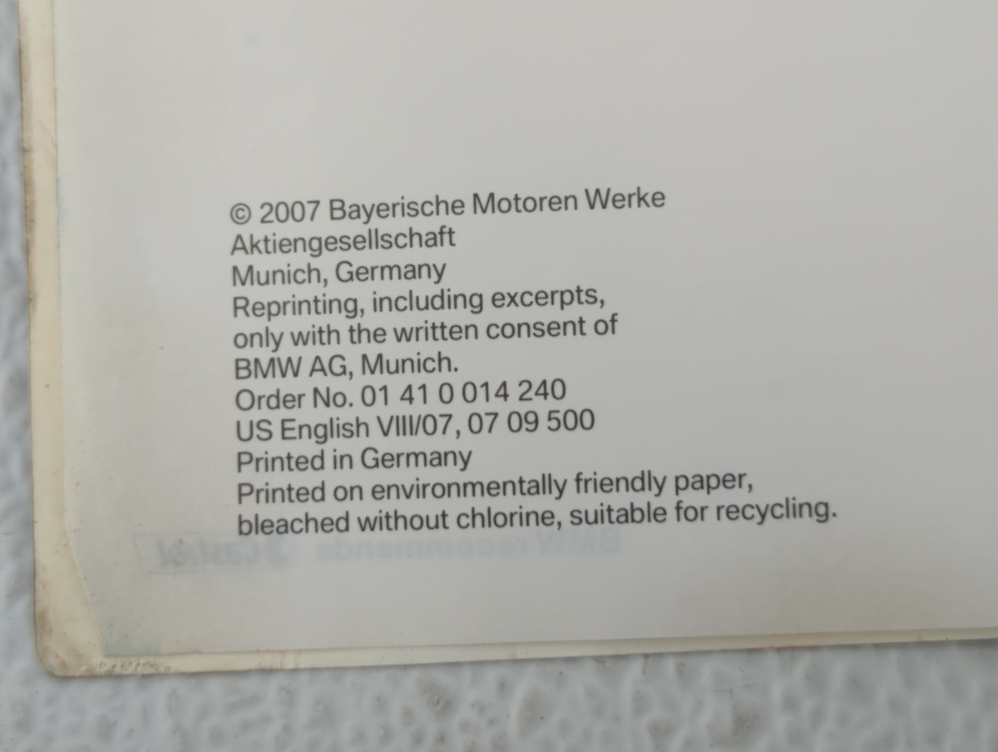 2007 Bmw 528i Owners Manual Book Guide P/N:01 41 0 014 240 OEM Used Auto Parts - Oemusedautoparts1.com