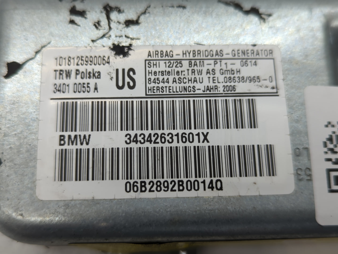 2007-2010 Bmw X3 Air Bag Passenger Right Dashboard Oem - Oemusedautoparts1.com