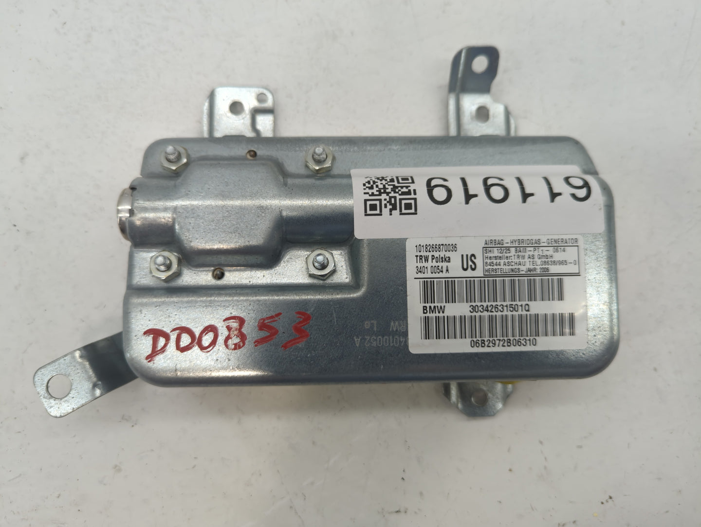 2007-2010 Bmw X3 Air Bag Driver Left Steering Wheel Mounted P/N:30342631501Q Fits Fits 2007 2008 2009 2010 OEM Used Auto Par