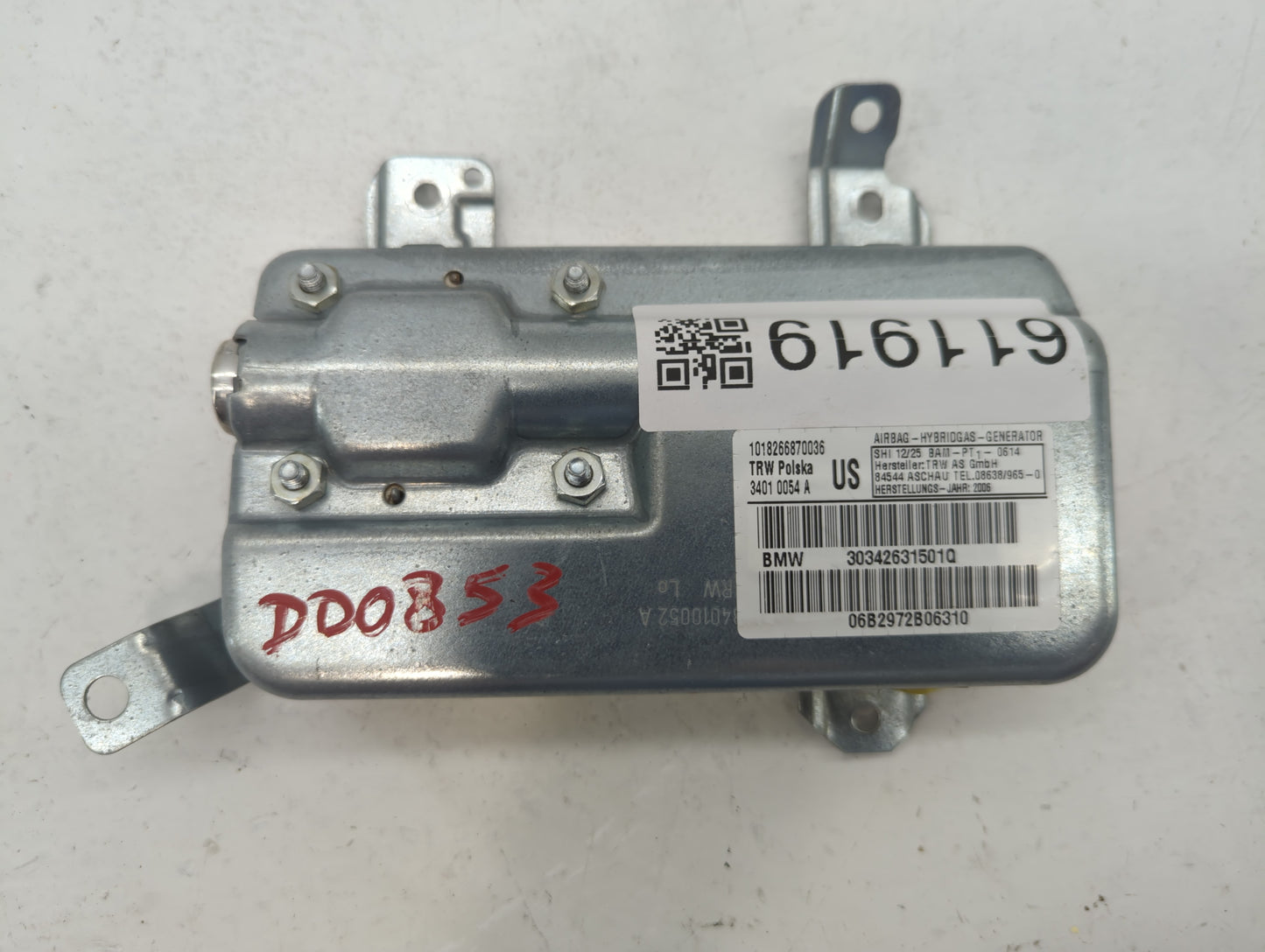 2007-2010 Bmw X3 Air Bag Driver Left Steering Wheel Mounted P/N:30342631501Q Fits Fits 2007 2008 2009 2010 OEM Used Auto Par