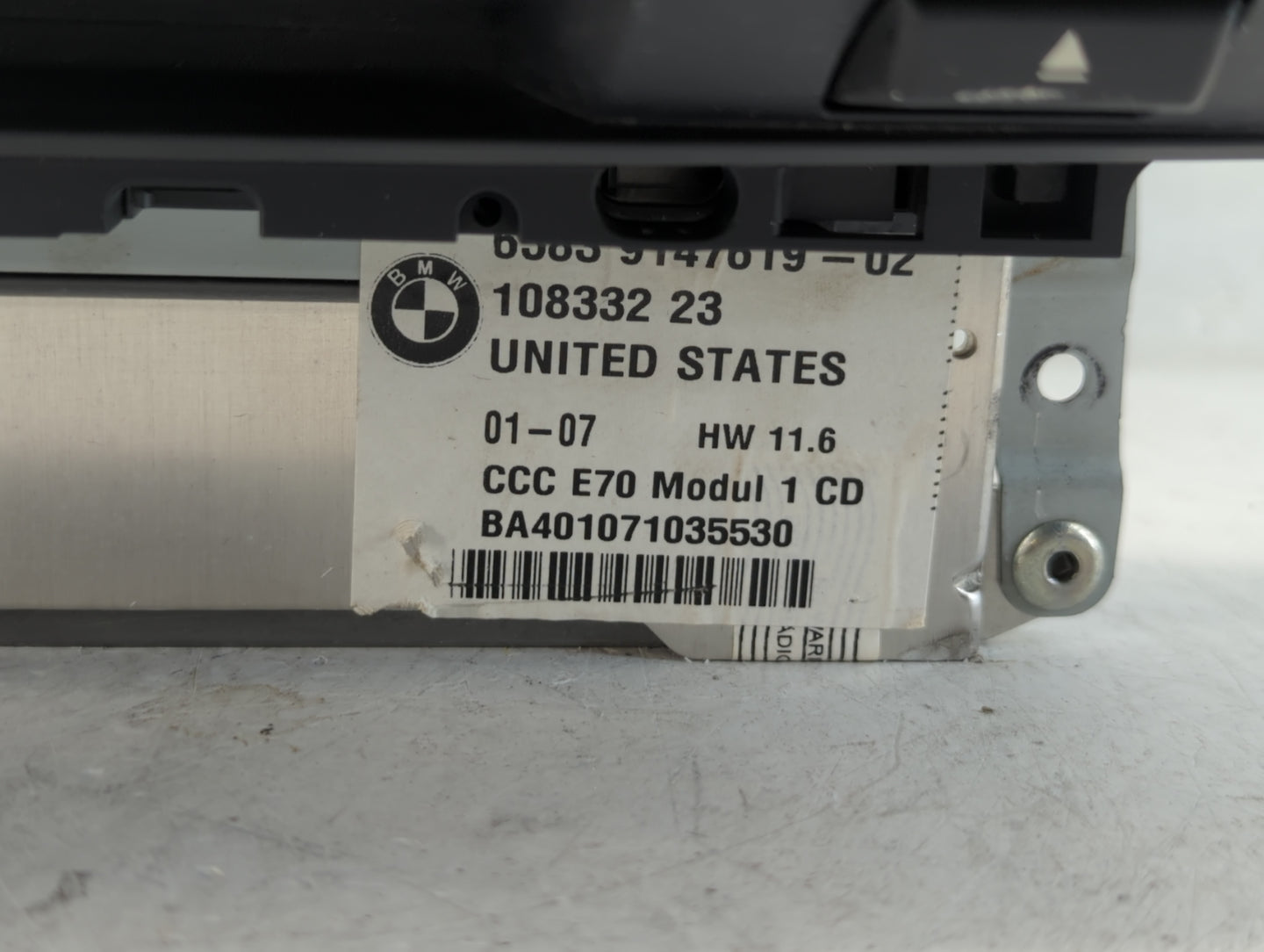 2007-2010 Bmw X5 Radio AM FM Cd Player Receiver Replacement P/N:108332 23 BA401071035530 Fits Fits 2007 2008 2009 2010 OEM U