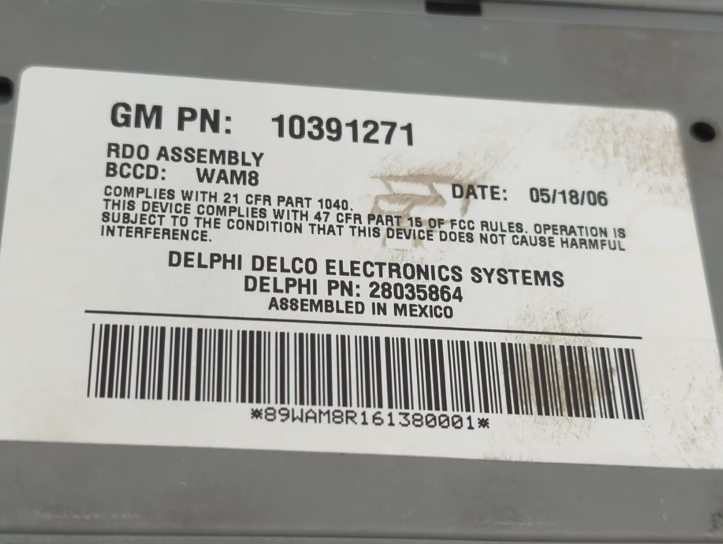 2007 Buick Lacrosse Radio AM FM Cd Player Receiver Replacement P/N:28035864 10391271 Fits OEM Used Auto Parts - Oemusedautop