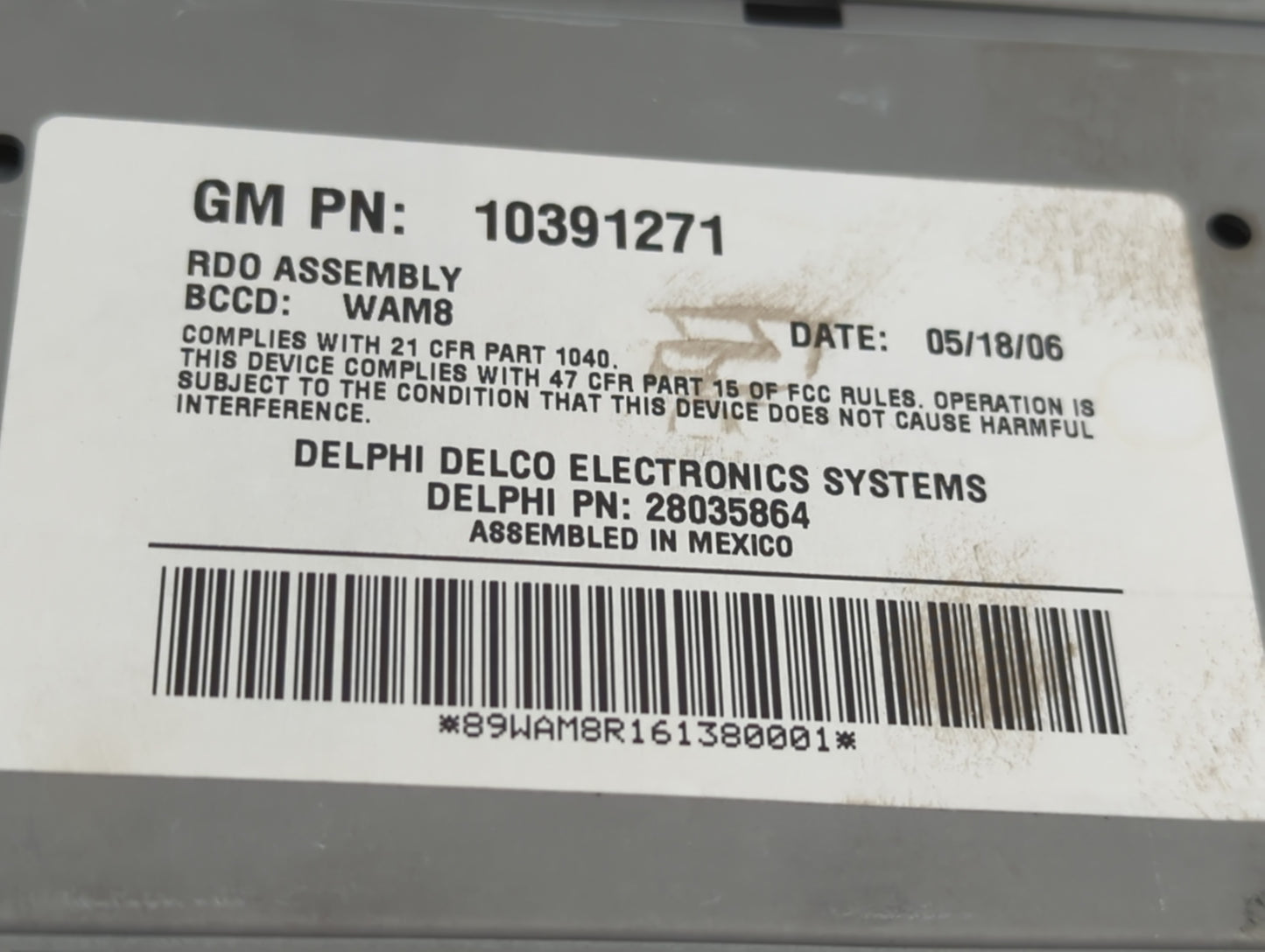 2007 Buick Lacrosse Radio AM FM Cd Player Receiver Replacement P/N:28035864 10391271 Fits OEM Used Auto Parts - Oemusedautop