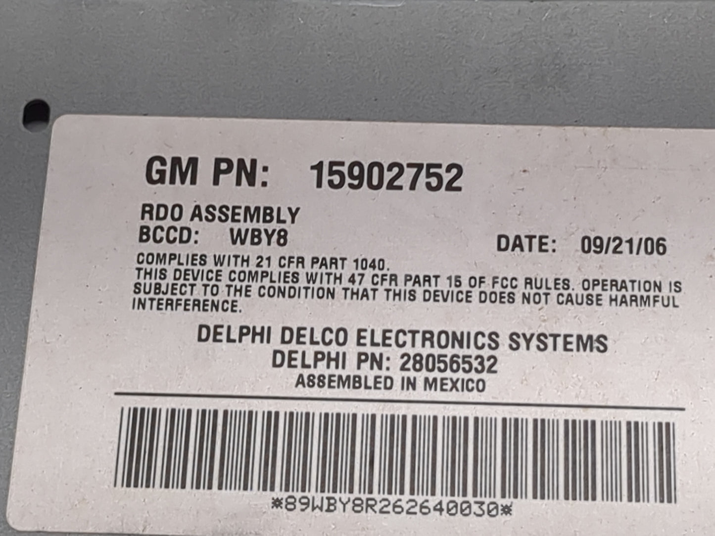 2005-2007 Buick Lacrosse Radio AM FM Cd Player Receiver Replacement P/N:15902752 28056532, WBY8 Fits Fits 2005 2006 2007 OEM