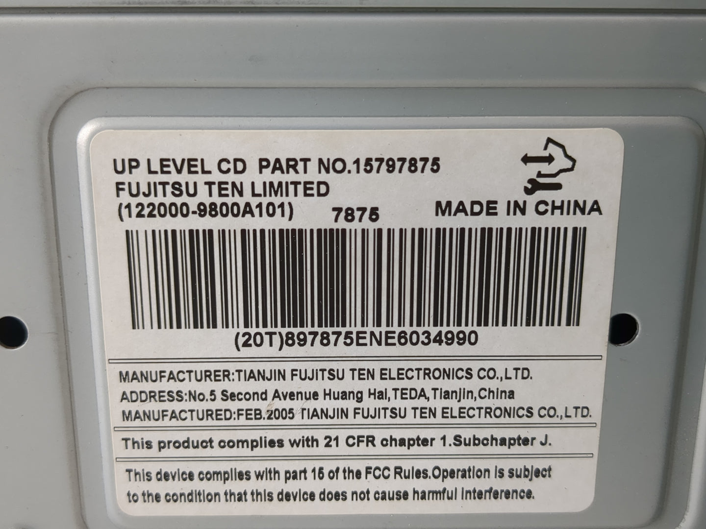 2007 Buick Lucerne Radio AM FM Cd Player Receiver Replacement P/N:15797875 Fits OEM Used Auto Parts - Oemusedautoparts1.com