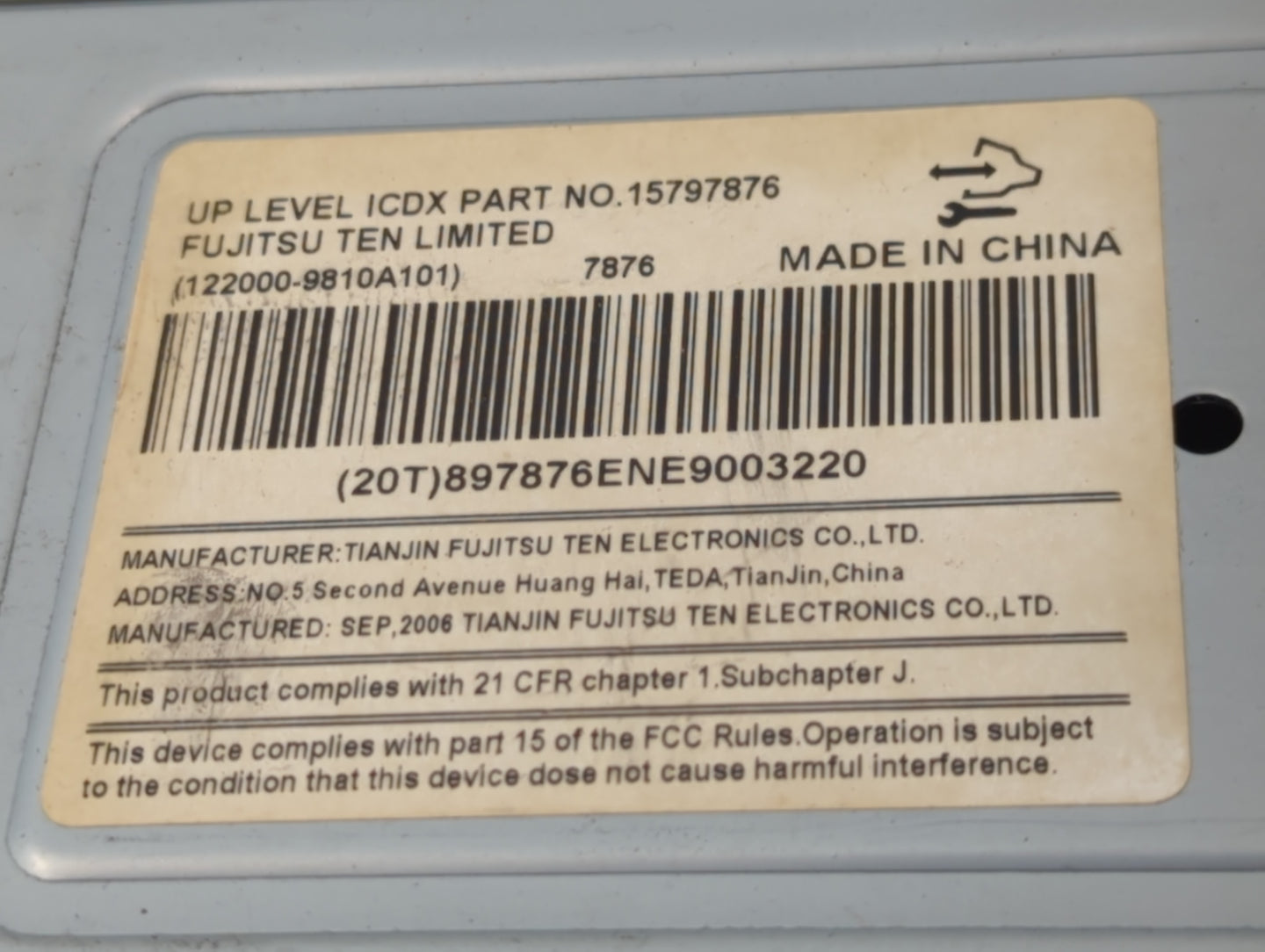 2007 Buick Lucerne Radio AM FM Cd Player Receiver Replacement P/N:15797876 Fits OEM Used Auto Parts - Oemusedautoparts1.com