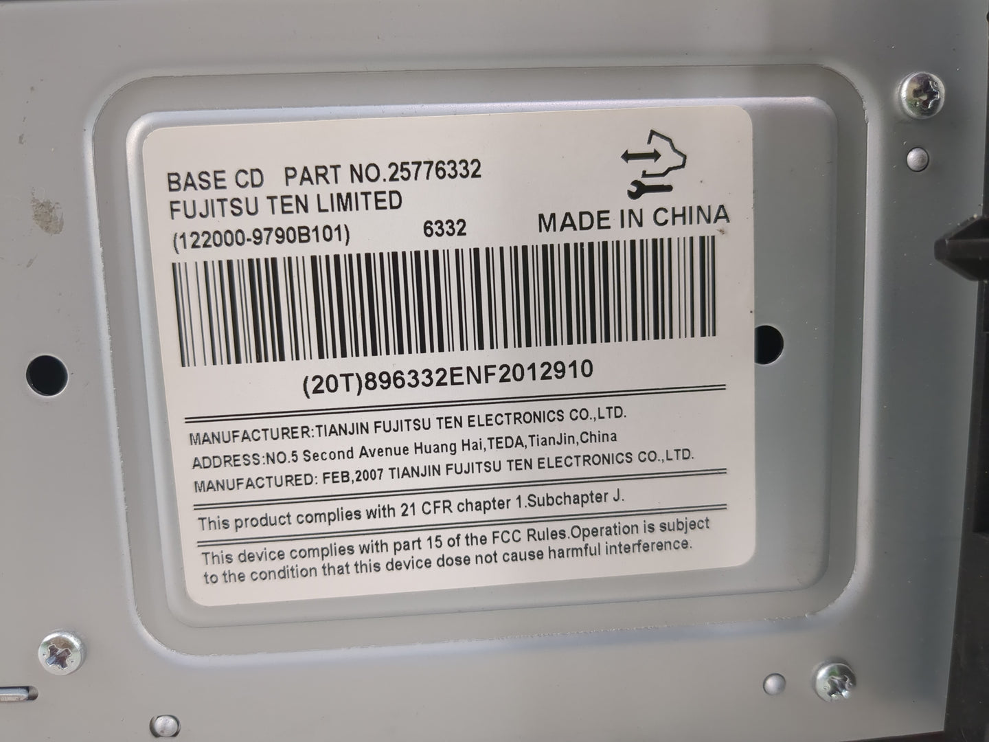 2007 Buick Lucerne Radio AM FM Cd Player Receiver Replacement P/N:25776332 Fits OEM Used Auto Parts - Oemusedautoparts1.com