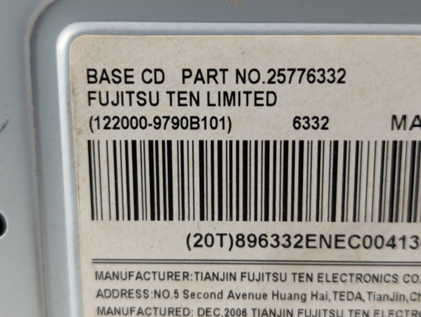 2007 Buick Lucerne Radio AM FM Cd Player Receiver Replacement P/N:25776332 15797875 Fits OEM Used Auto Parts - Oemusedautopa