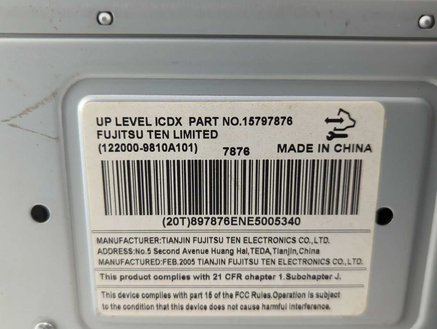 2007 Buick Lucerne Radio AM FM Cd Player Receiver Replacement P/N:122000-9810A101 15797876 Fits OEM Used Auto Parts - Oemuse