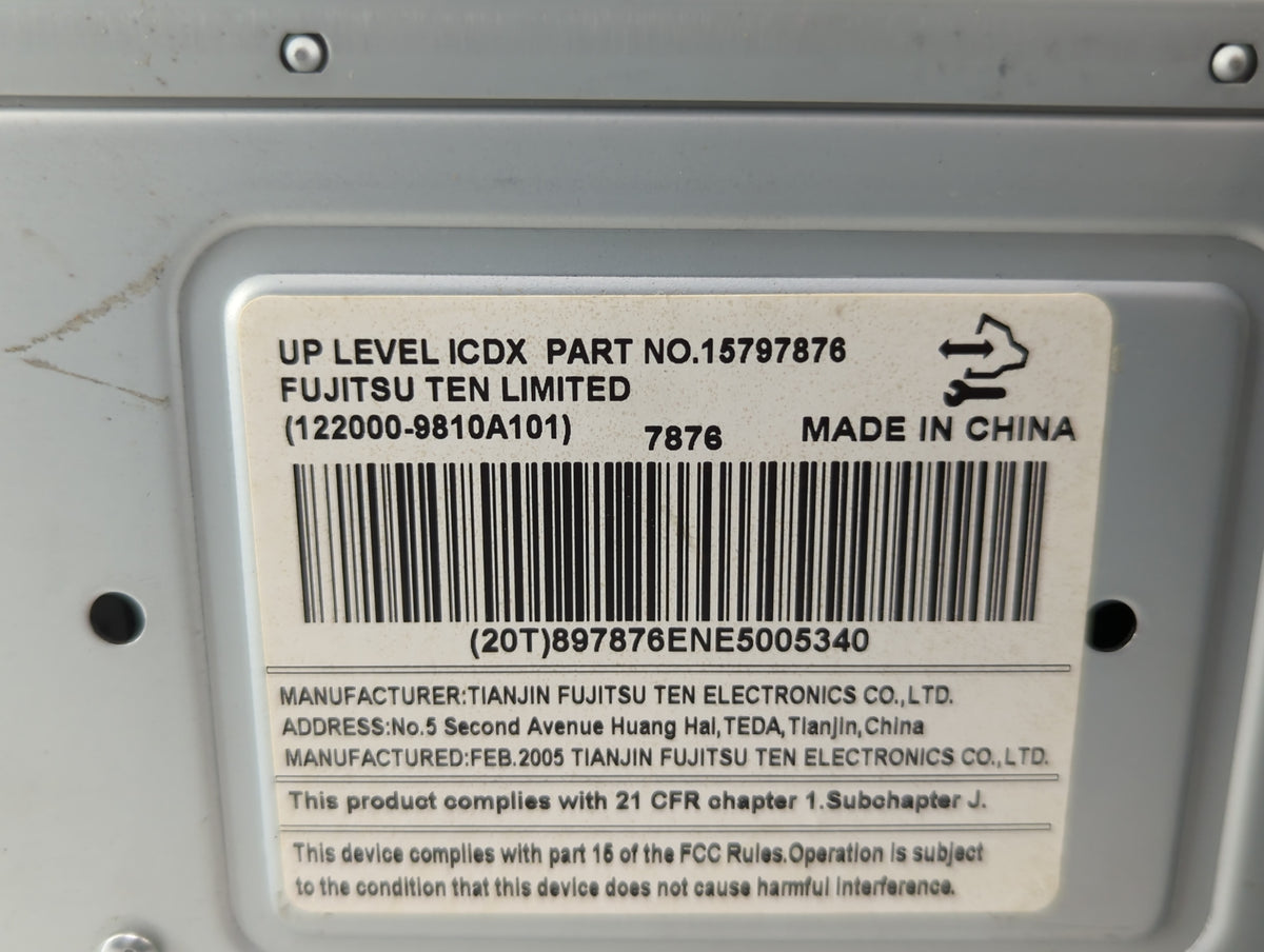 2007 Buick Lucerne Radio AM FM Cd Player Receiver Replacement P/N:122000-9810A101 15797876 Fits OEM Used Auto Parts - Oemuse