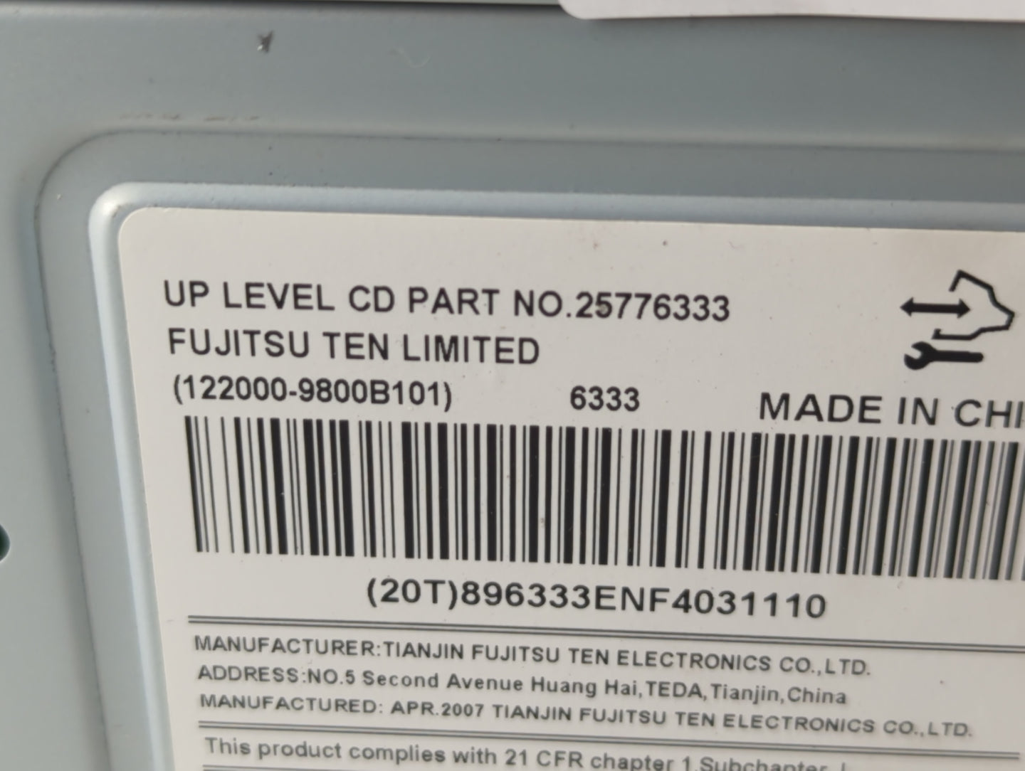 2007 Buick Lucerne Radio AM FM Cd Player Receiver Replacement P/N:25776333 Fits OEM Used Auto Parts - Oemusedautoparts1.com