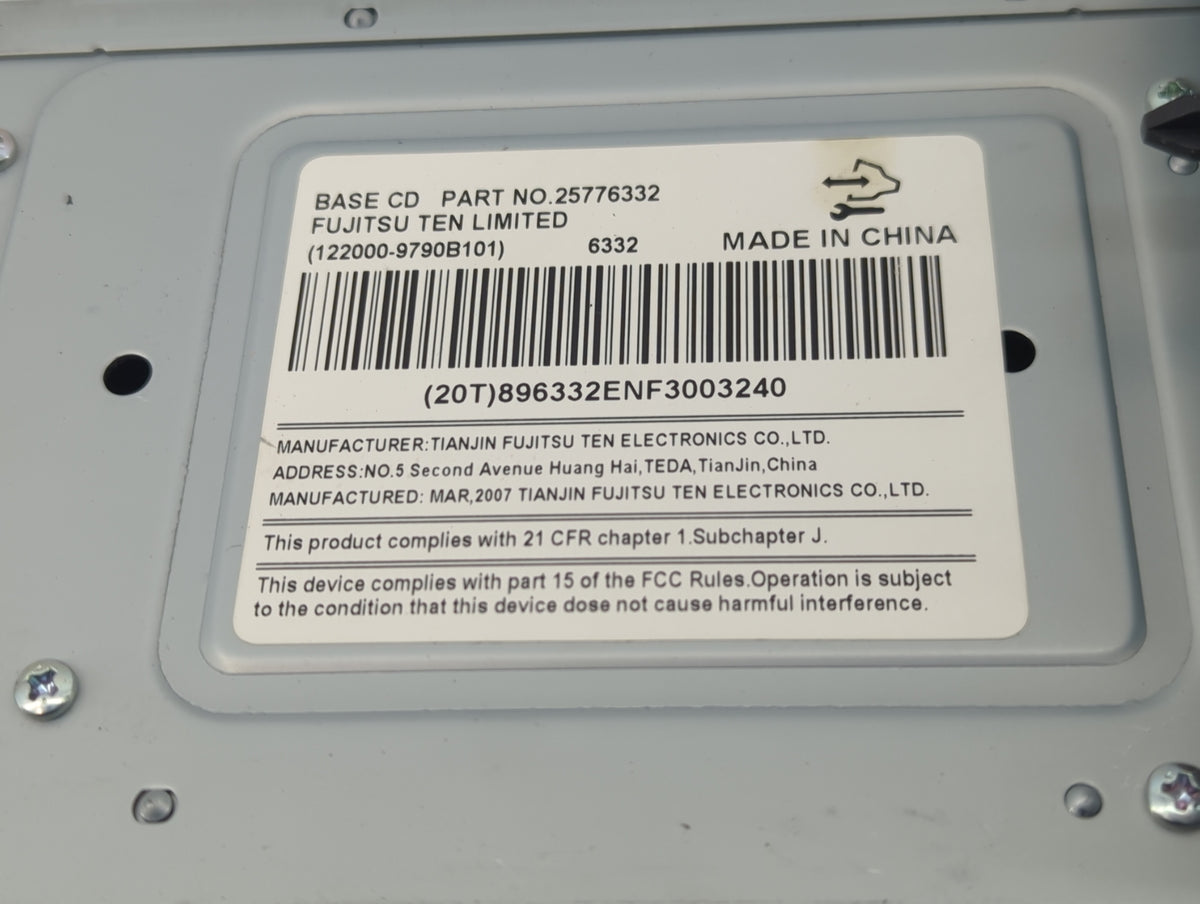 2007 Buick Lucerne Radio AM FM Cd Player Receiver Replacement P/N:25776332 Fits OEM Used Auto Parts - Oemusedautoparts1.com